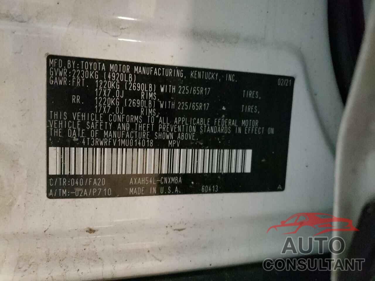 TOYOTA RAV4 2021 - 4T3RWRFV1MU014018