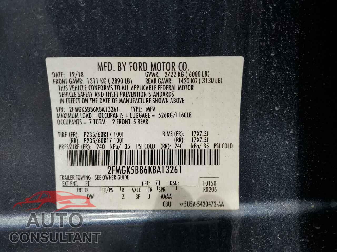 FORD FLEX 2019 - 2FMGK5B86KBA13261