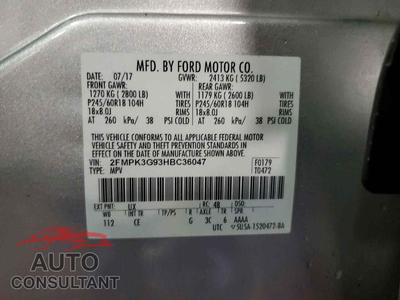 FORD EDGE 2017 - 2FMPK3G93HBC36047