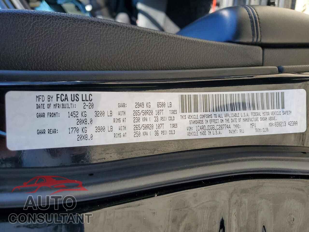 DODGE DURANGO 2020 - 1C4RDJDG6LC287744