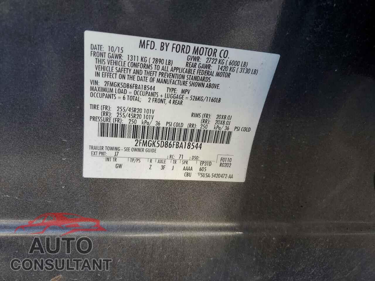 FORD FLEX 2015 - 2FMGK5D86FBA18544