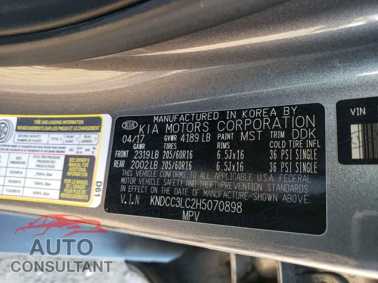 KIA NIRO 2017 - KNDCC3LC2H5070898