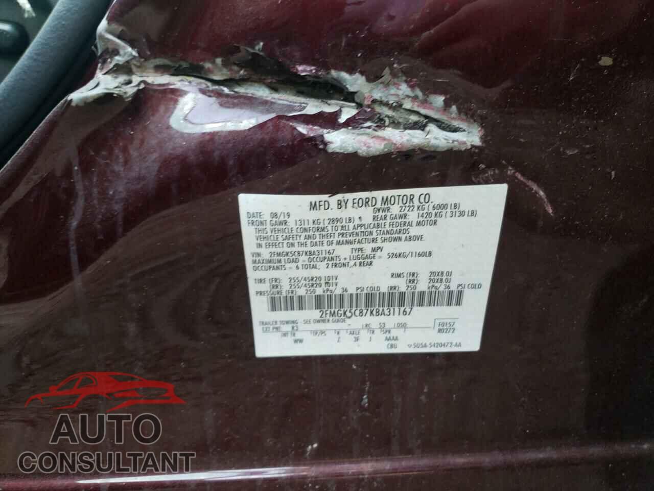 FORD FLEX 2019 - 2FMGK5C87KBA31167