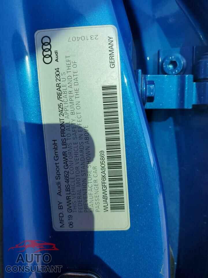 AUDI RS3 2019 - WUABWGFF6KA905869