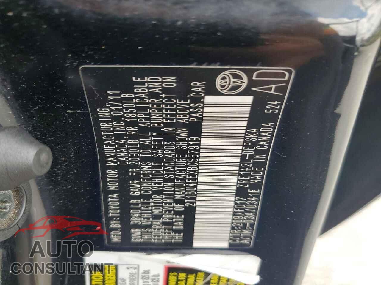 TOYOTA COROLLA 2011 - 2T1BU4EEXBC557919