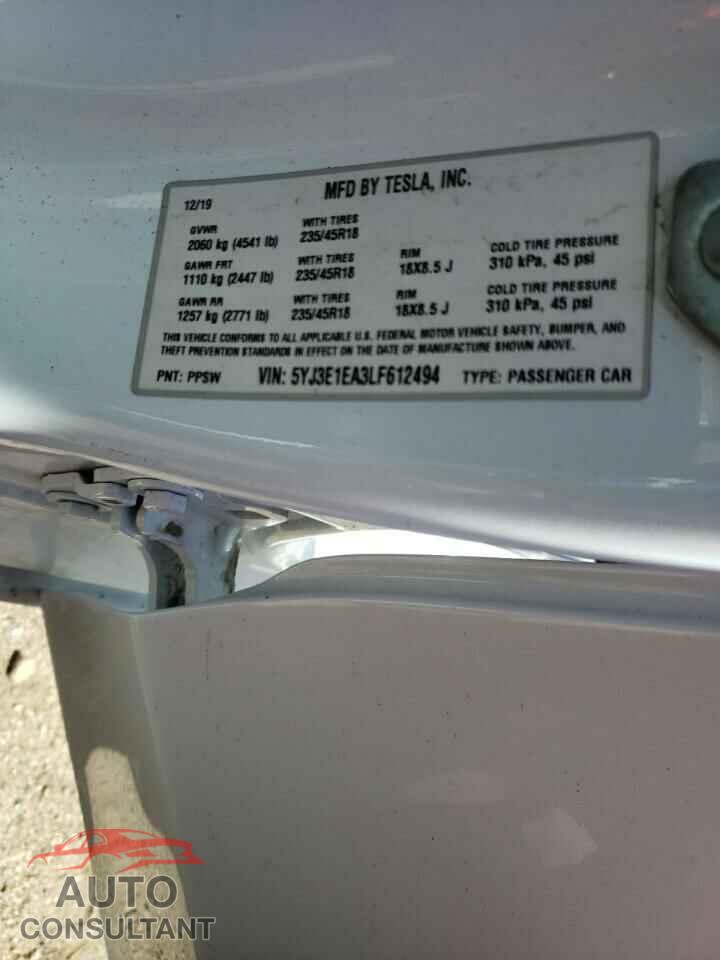 TESLA MODEL 3 2020 - 5YJ3E1EA3LF612494