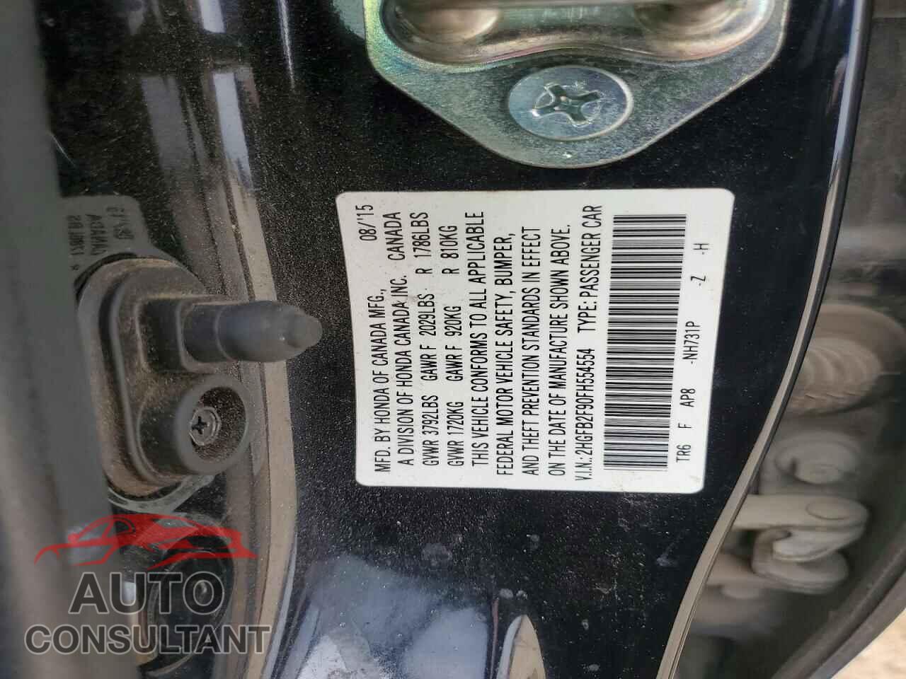 HONDA CIVIC 2015 - 2HGFB2F90FH554554