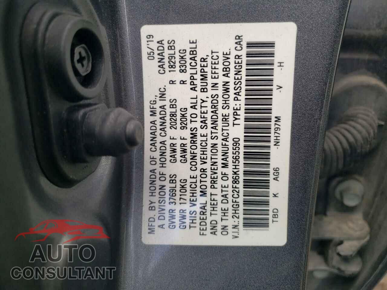 HONDA CIVIC 2019 - 2HGFC2F86KH565590