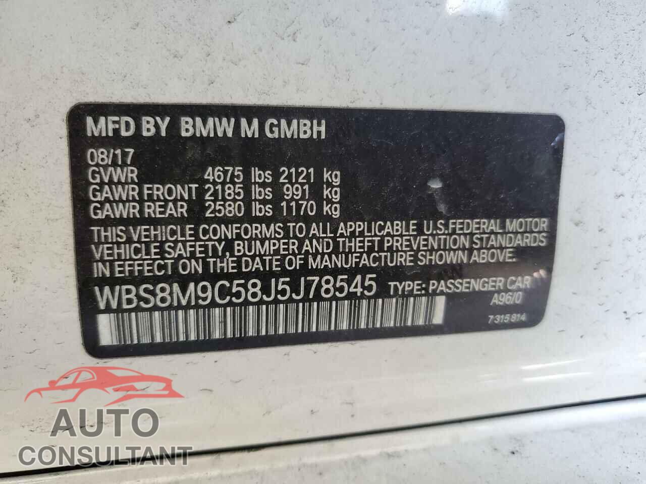 BMW M3 2018 - WBS8M9C58J5J78545
