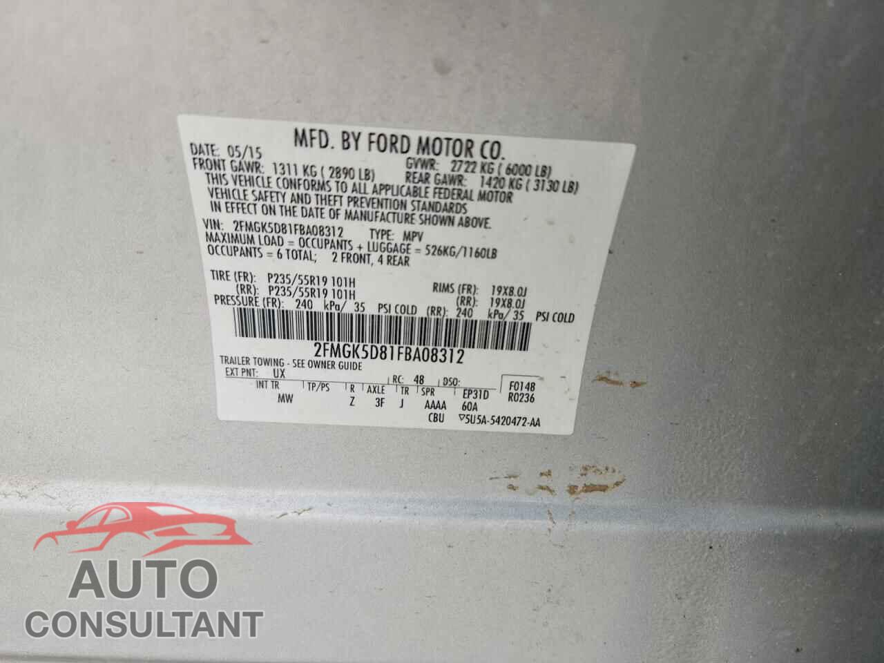 FORD FLEX 2015 - 2FMGK5D81FBA08312