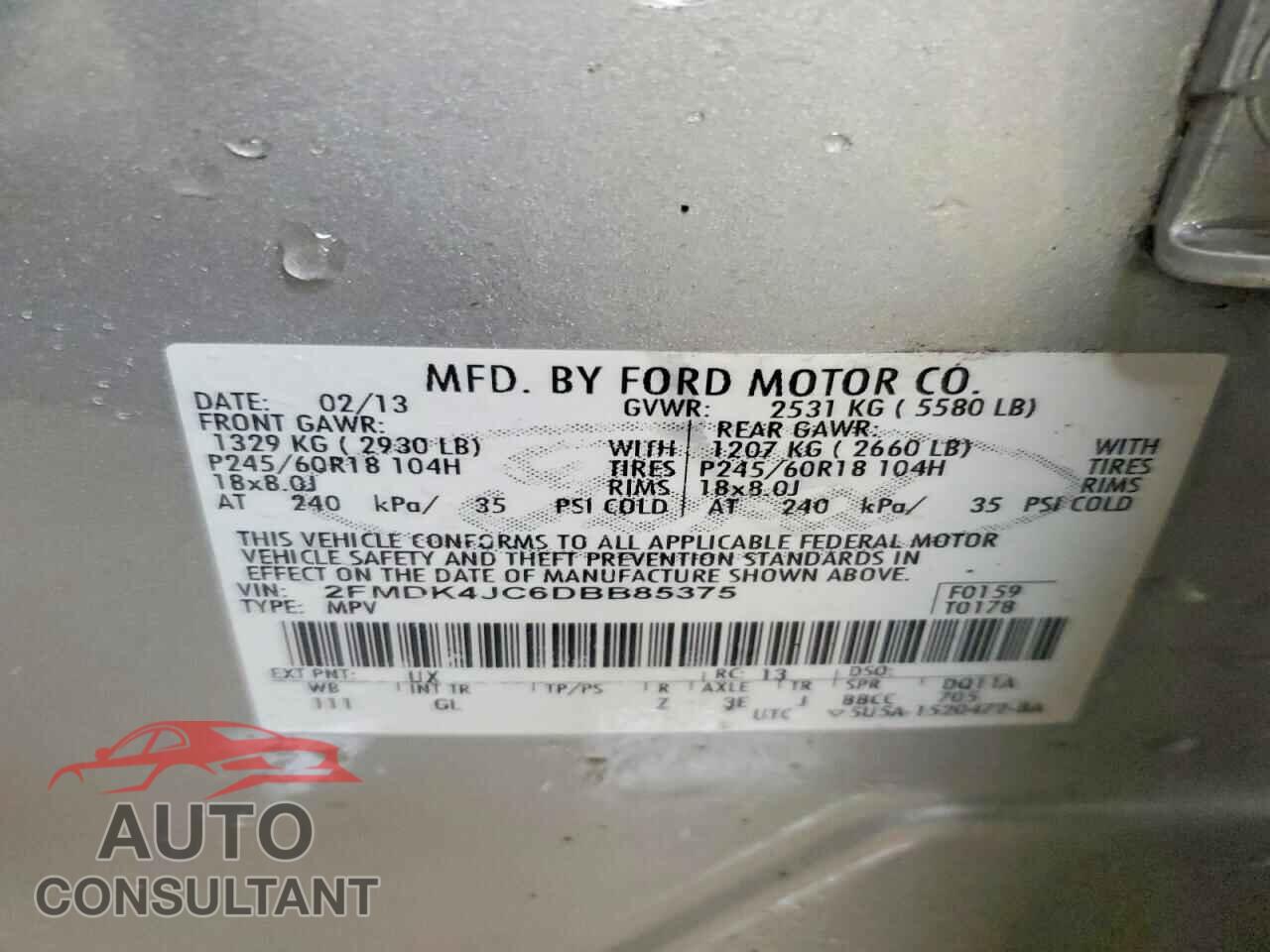 FORD EDGE 2013 - 2FMDK4JC6DBB85375