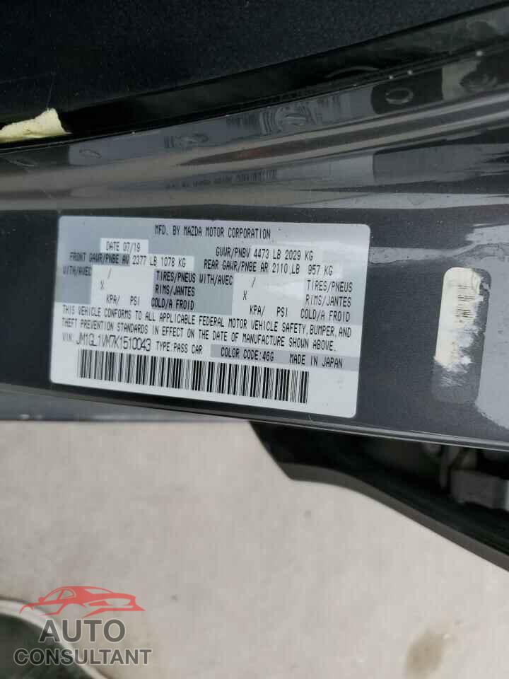 MAZDA 6 2019 - JM1GL1VM7K1510043