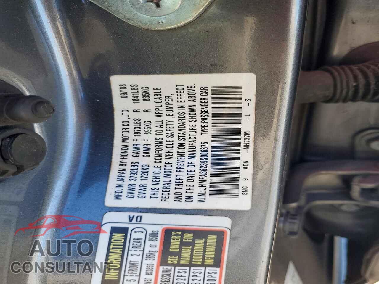 HONDA CIVIC 2009 - JHMFA36239S006375