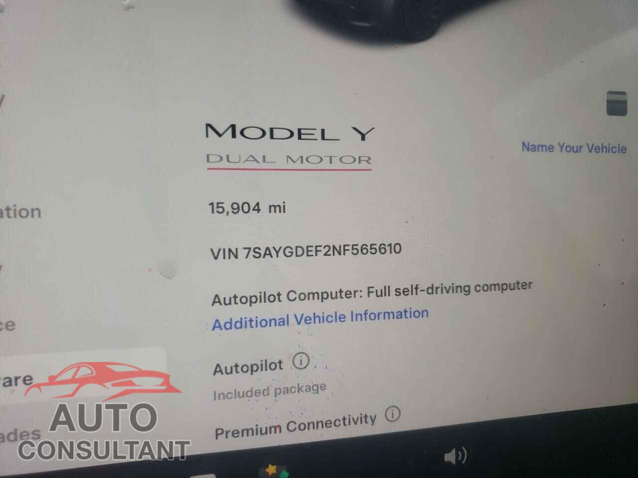 TESLA MODEL Y 2022 - 7SAYGDEF2NF565610
