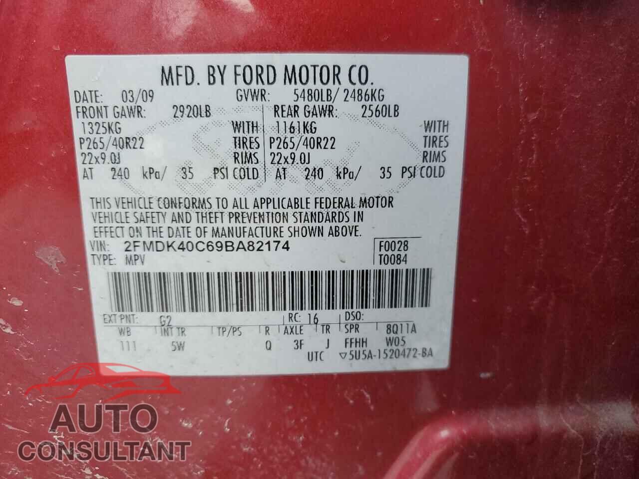 FORD EDGE 2009 - 2FMDK40C69BA82174
