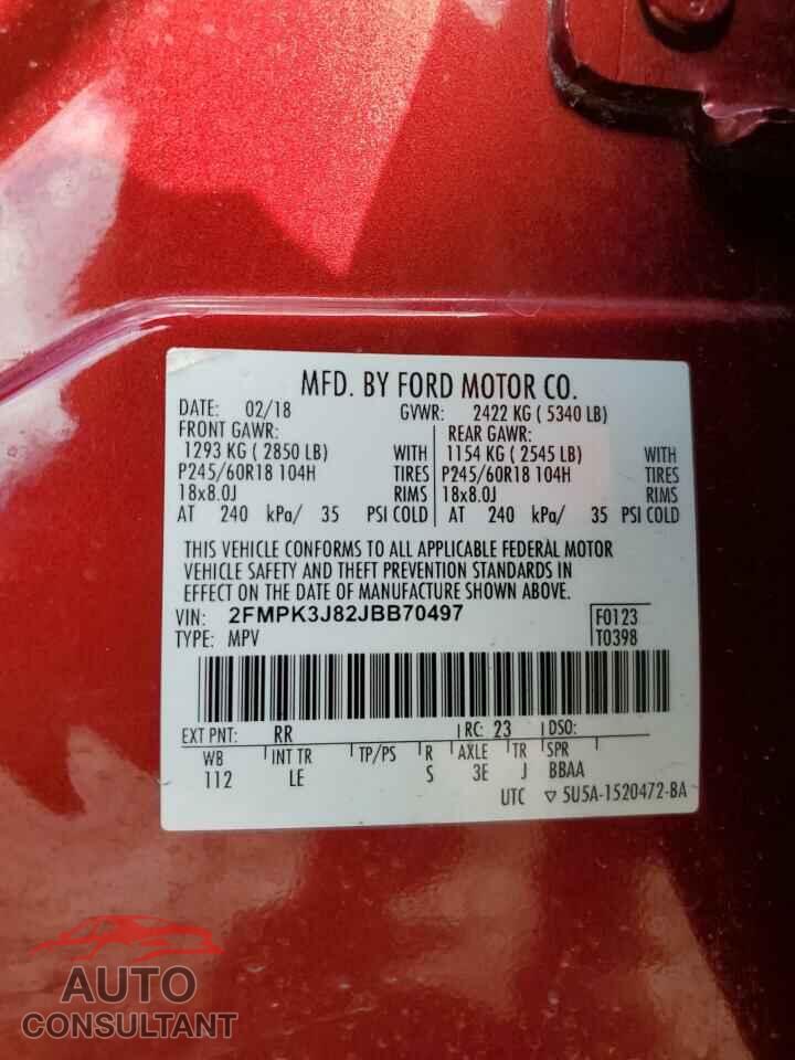 FORD EDGE 2018 - 2FMPK3J82JBB70497