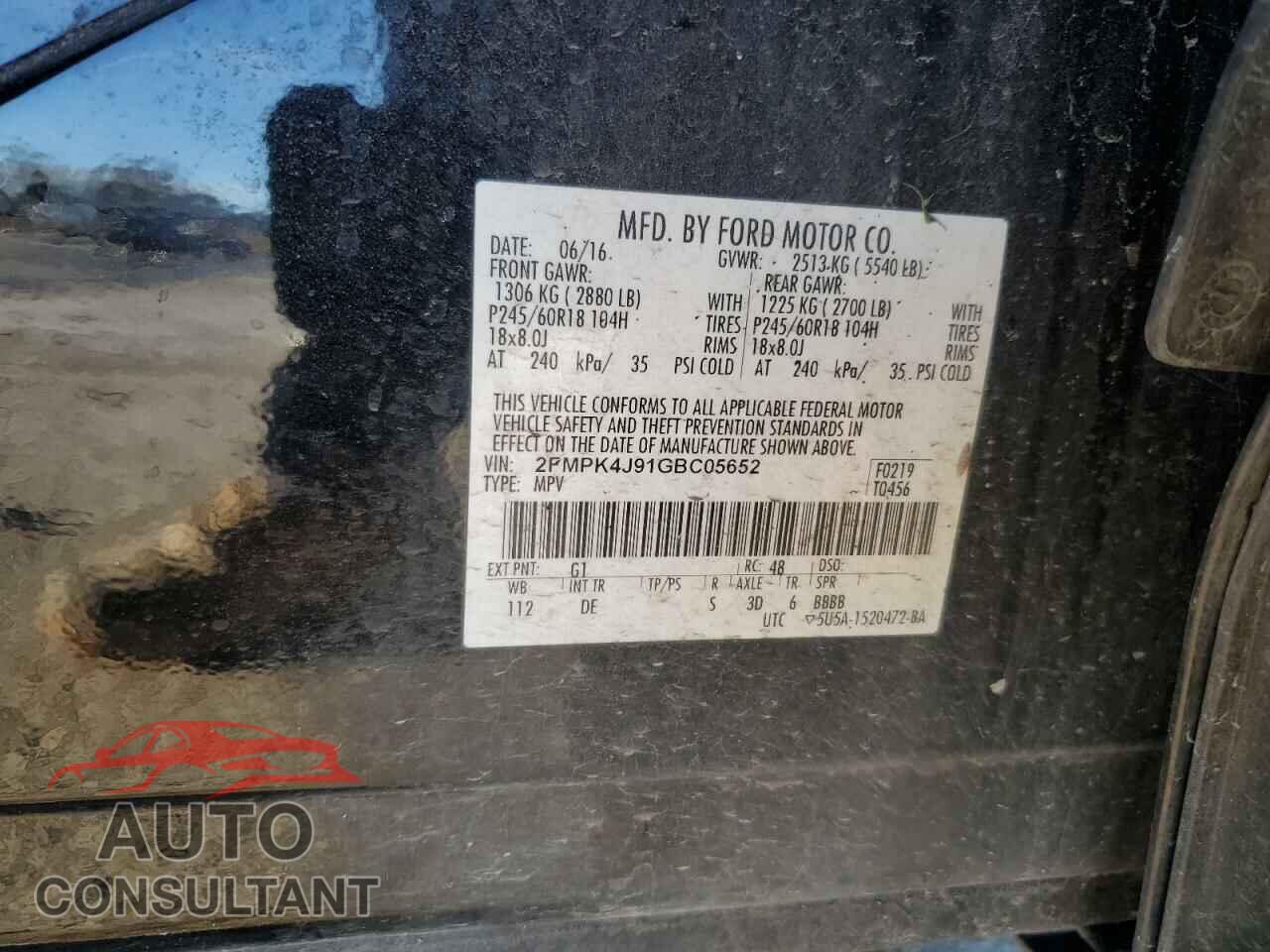 FORD EDGE 2016 - 2FMPK4J91GBC05652