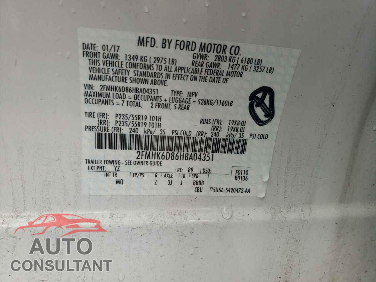 FORD FLEX 2017 - 2FMHK6D86HBA04351