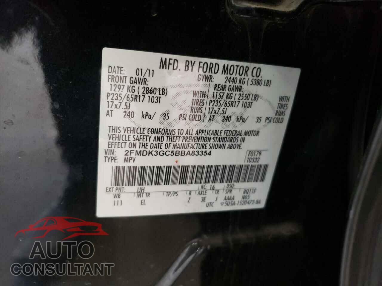 FORD EDGE 2011 - 2FMDK3GC5BBA83354