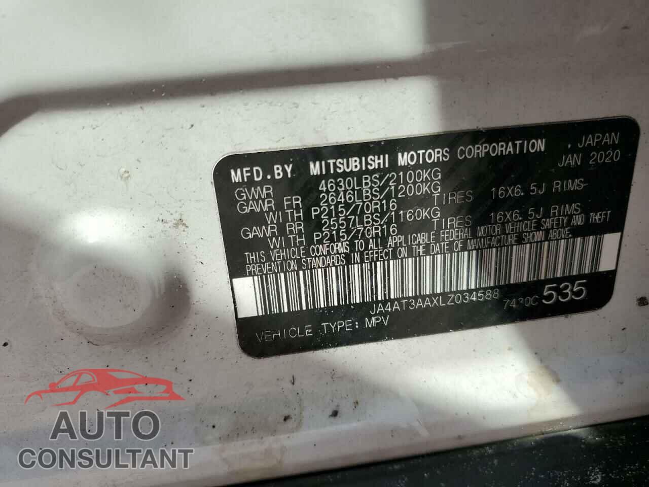 MITSUBISHI ECLIPSE 2020 - JA4AT3AAXLZ034588