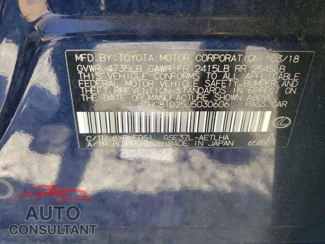LEXUS IS 2018 - JTHC81D25J5030606