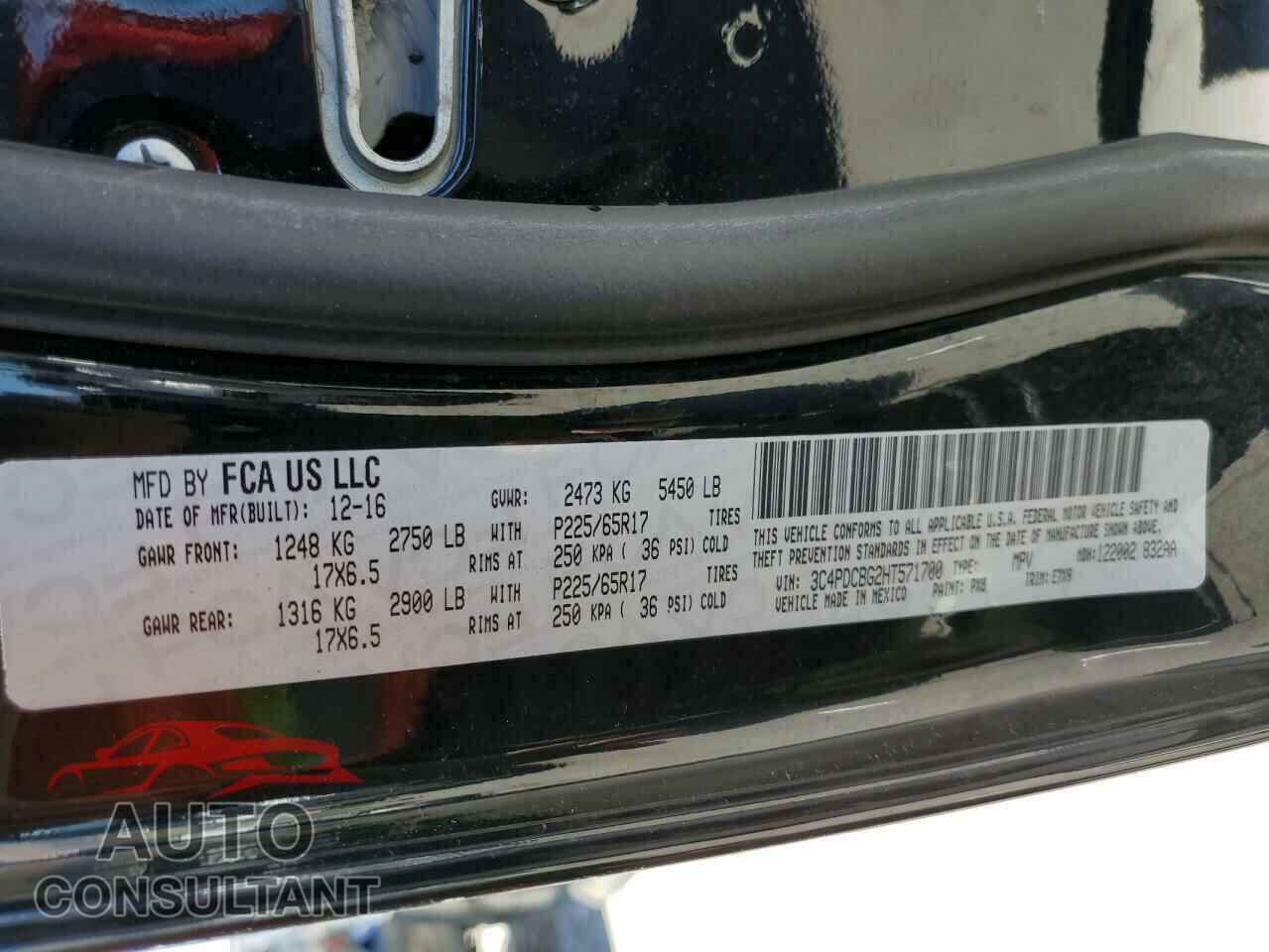 DODGE JOURNEY 2017 - 3C4PDCBG2HT571700