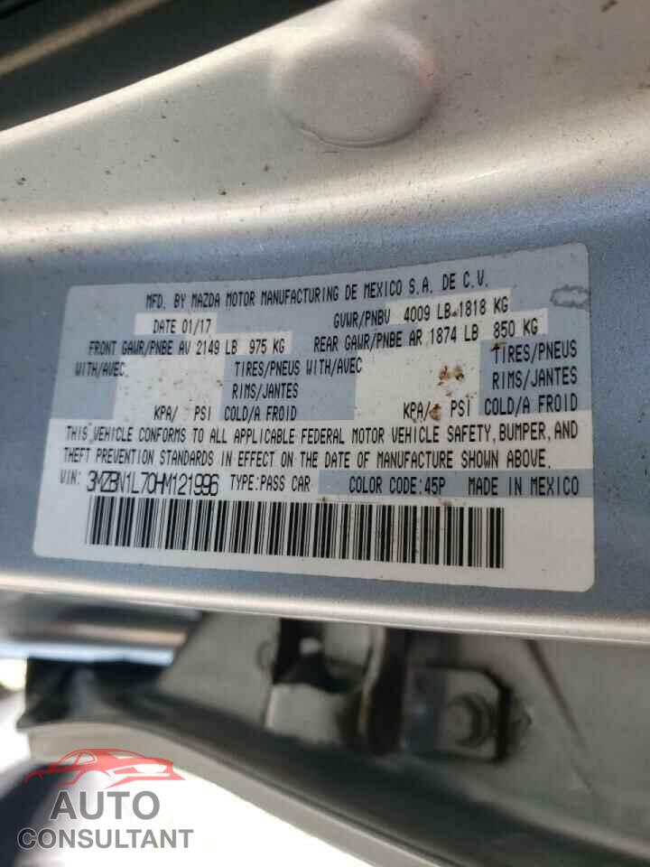MAZDA 3 2017 - 3MZBN1L70HM121996