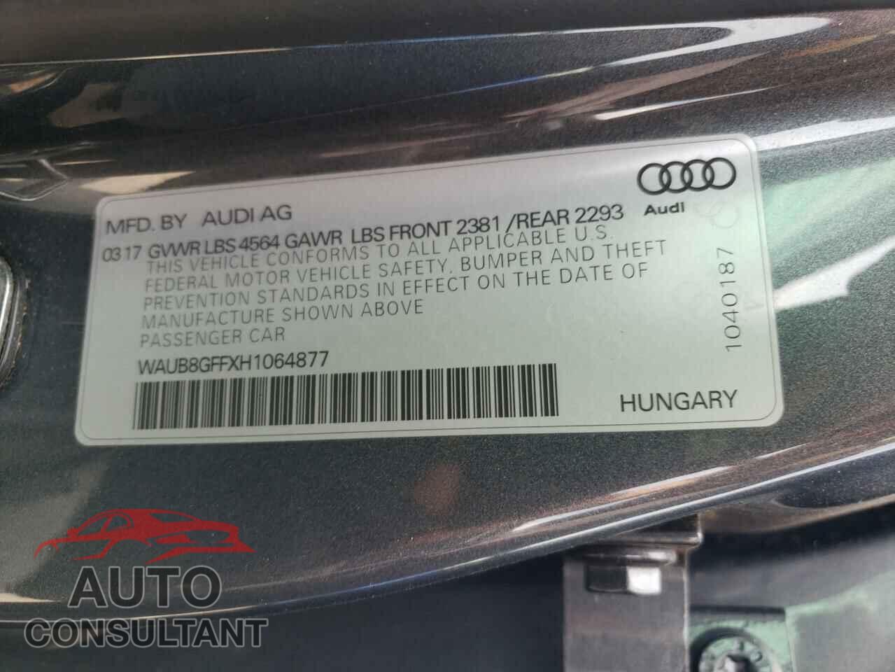 AUDI A3 2017 - WAUB8GFFXH1064877