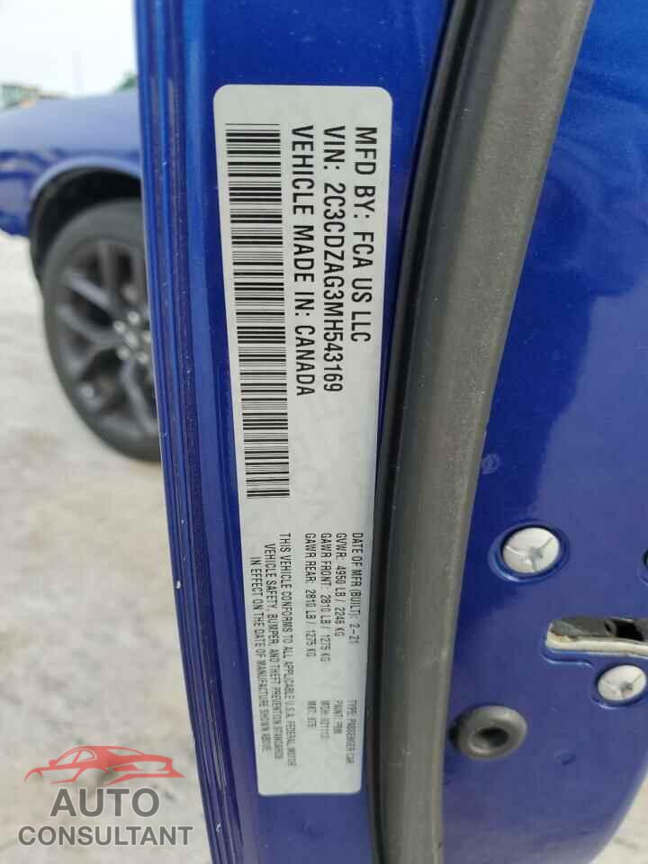DODGE CHALLENGER 2021 - 2C3CDZAG3MH543169