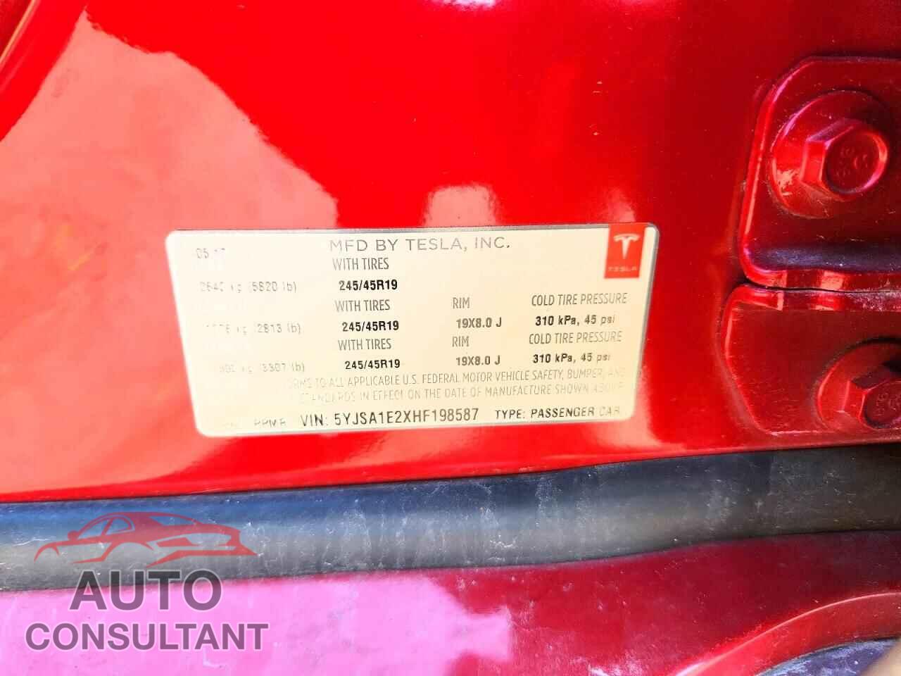 TESLA MODEL S 2017 - 5YJSA1E2XHF198587