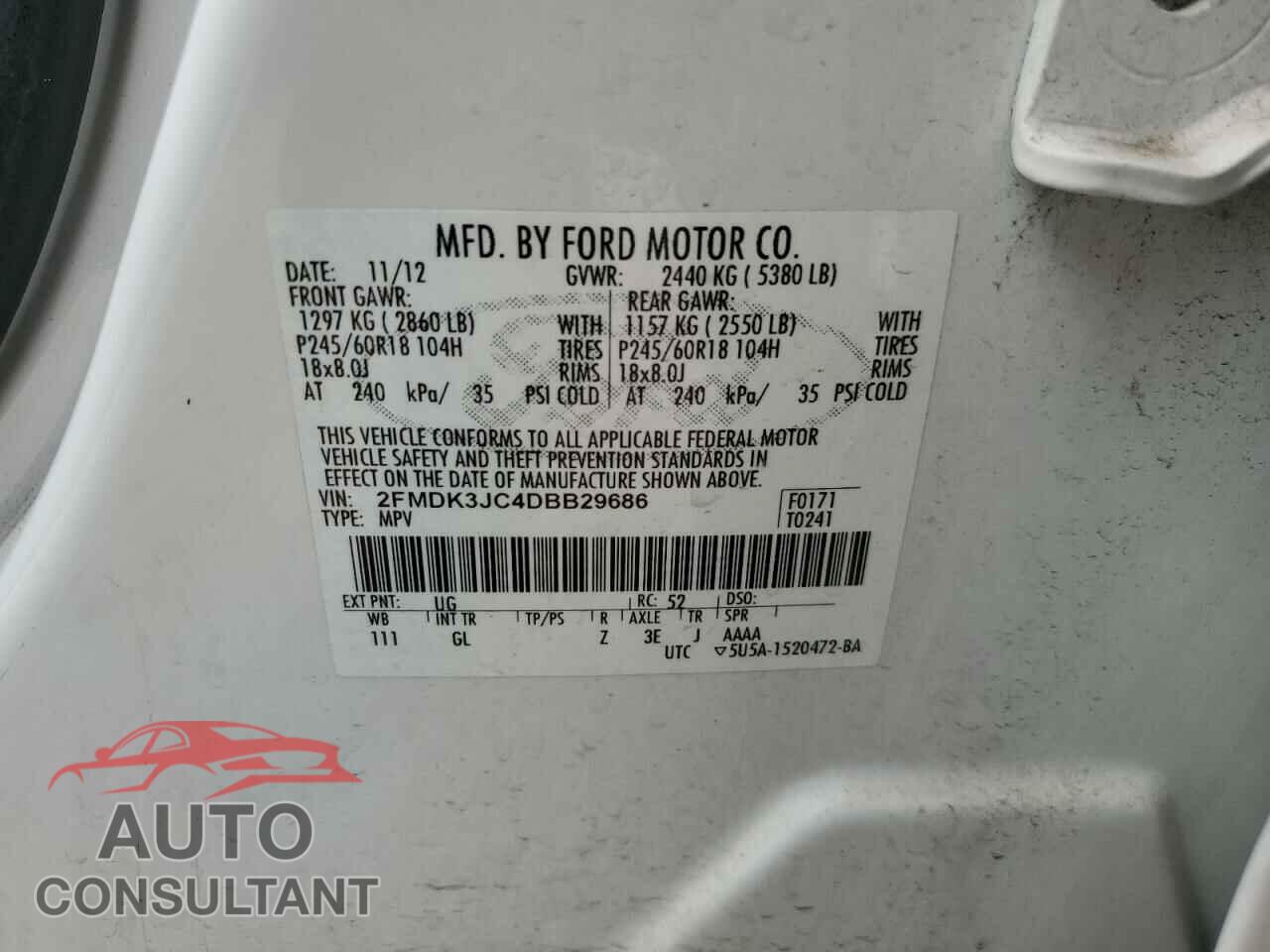FORD EDGE 2013 - 2FMDK3JC4DBB29686