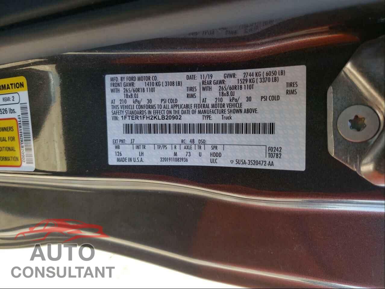 FORD RANGER 2019 - 1FTER1FH2KLB20902