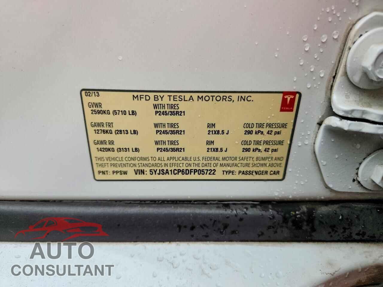 TESLA MODEL S 2013 - 5YJSA1CP6DFP05722