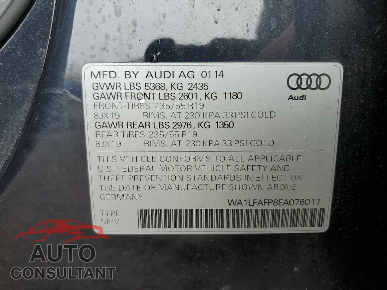 AUDI Q5 2014 - WA1LFAFP8EA076017