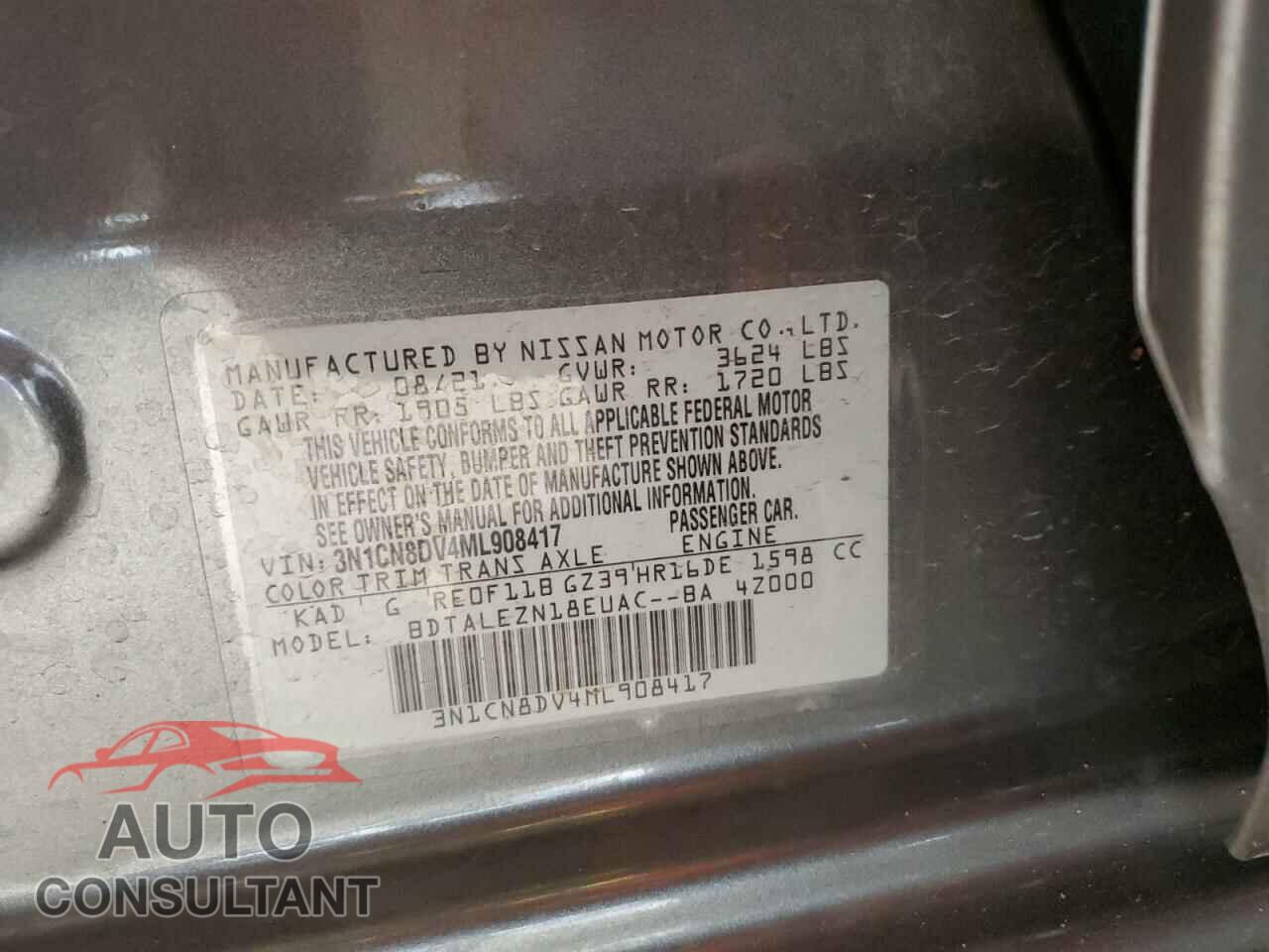 NISSAN VERSA 2021 - 3N1CN8DV4ML908417