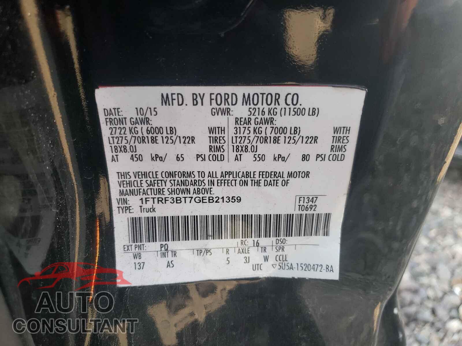 FORD F350 2016 - 1FTRF3BT7GEB21359
