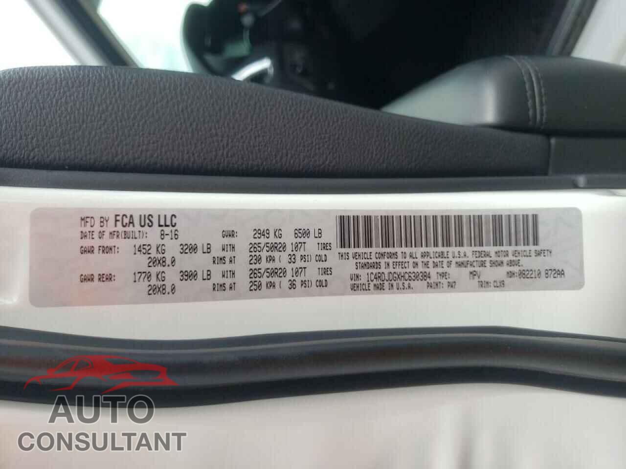 DODGE DURANGO 2017 - 1C4RDJDGXHC630384