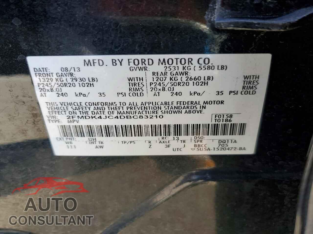 FORD EDGE 2013 - 2FMDK4JC4DBC83210