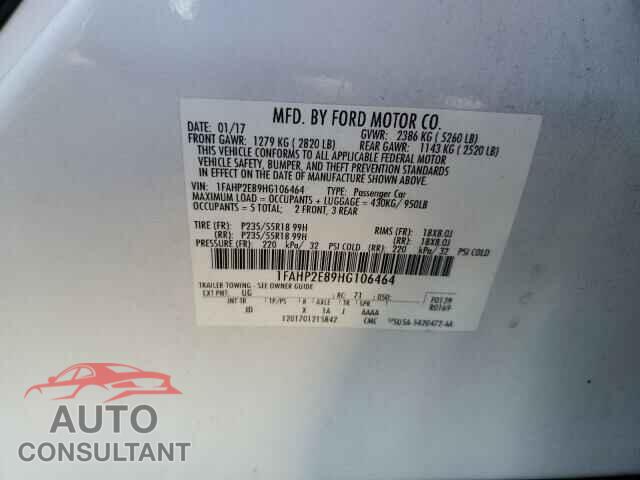 FORD TAURUS 2017 - 1FAHP2E89HG106464