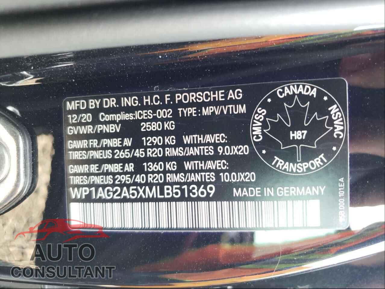 PORSCHE MACAN 2021 - WP1AG2A5XMLB51369