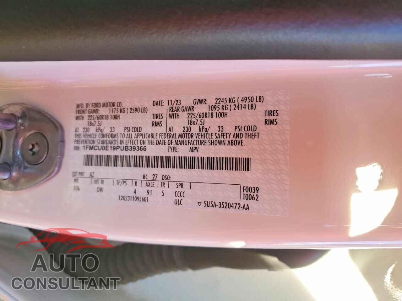 FORD ESCAPE 2023 - 1FMCU0E19PUB39366