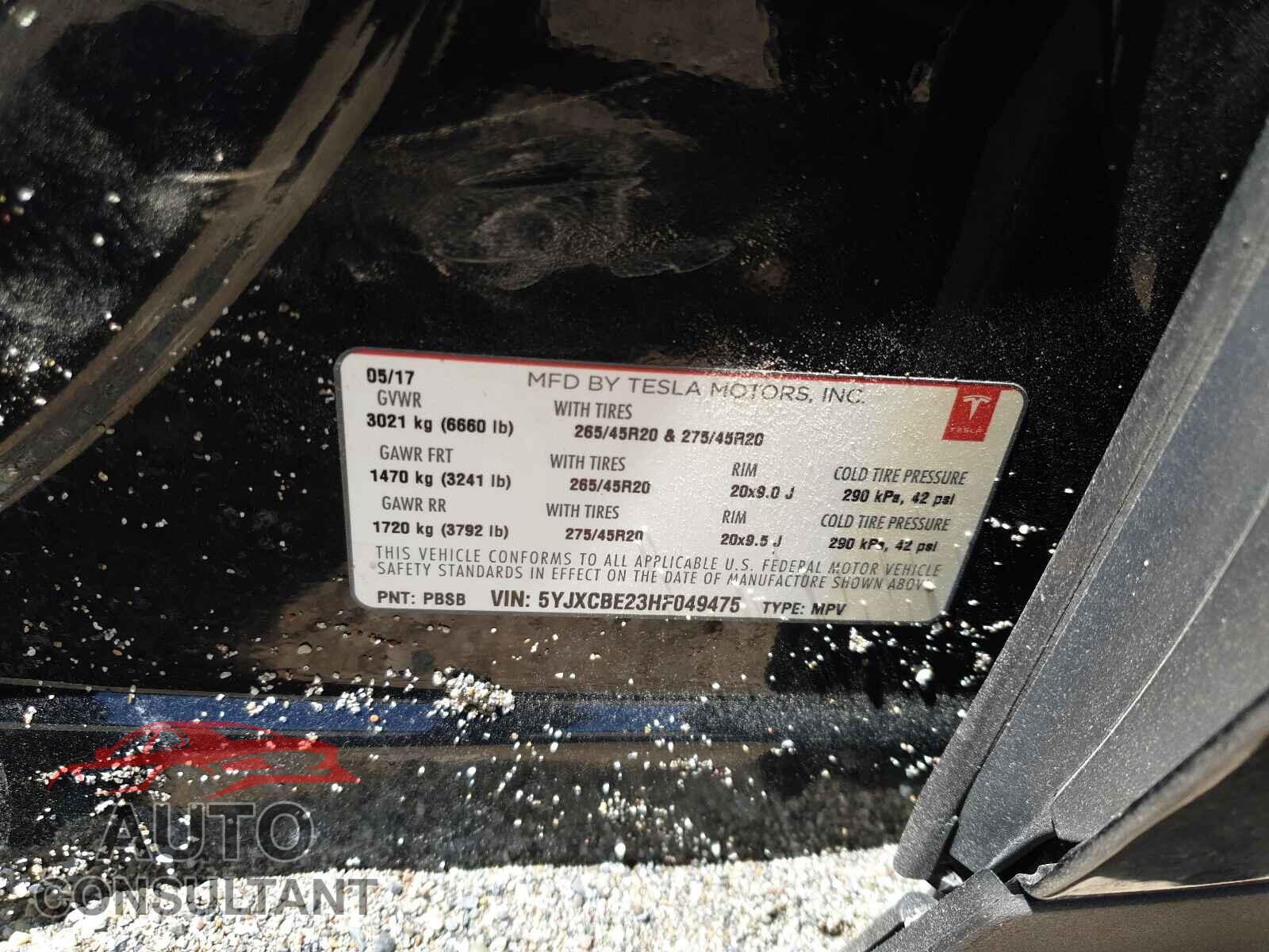 TESLA MODEL X 2017 - 5YJXCBE23HF049475