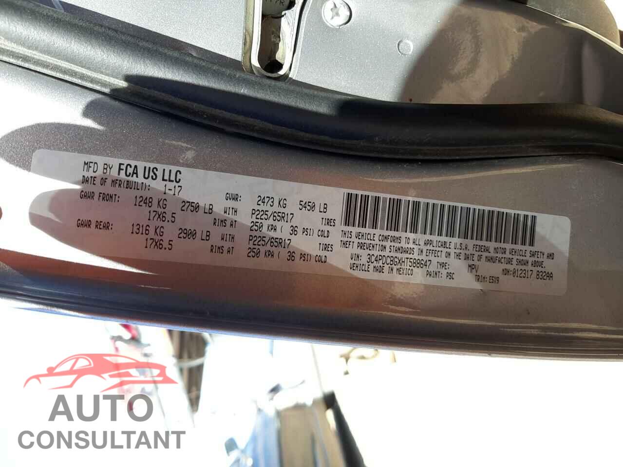 DODGE JOURNEY 2017 - 3C4PDCBGXHT588647
