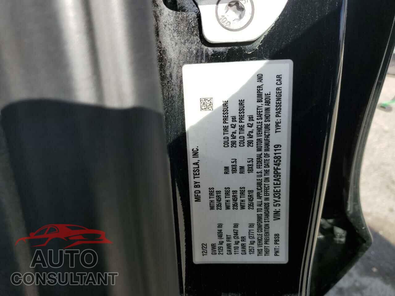 TESLA MODEL 3 2023 - 5YJ3E1EA9PF458119