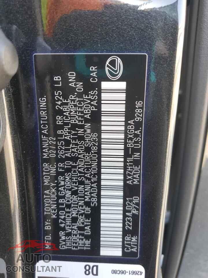 LEXUS ES300 2022 - 58ADA1C10NU018236