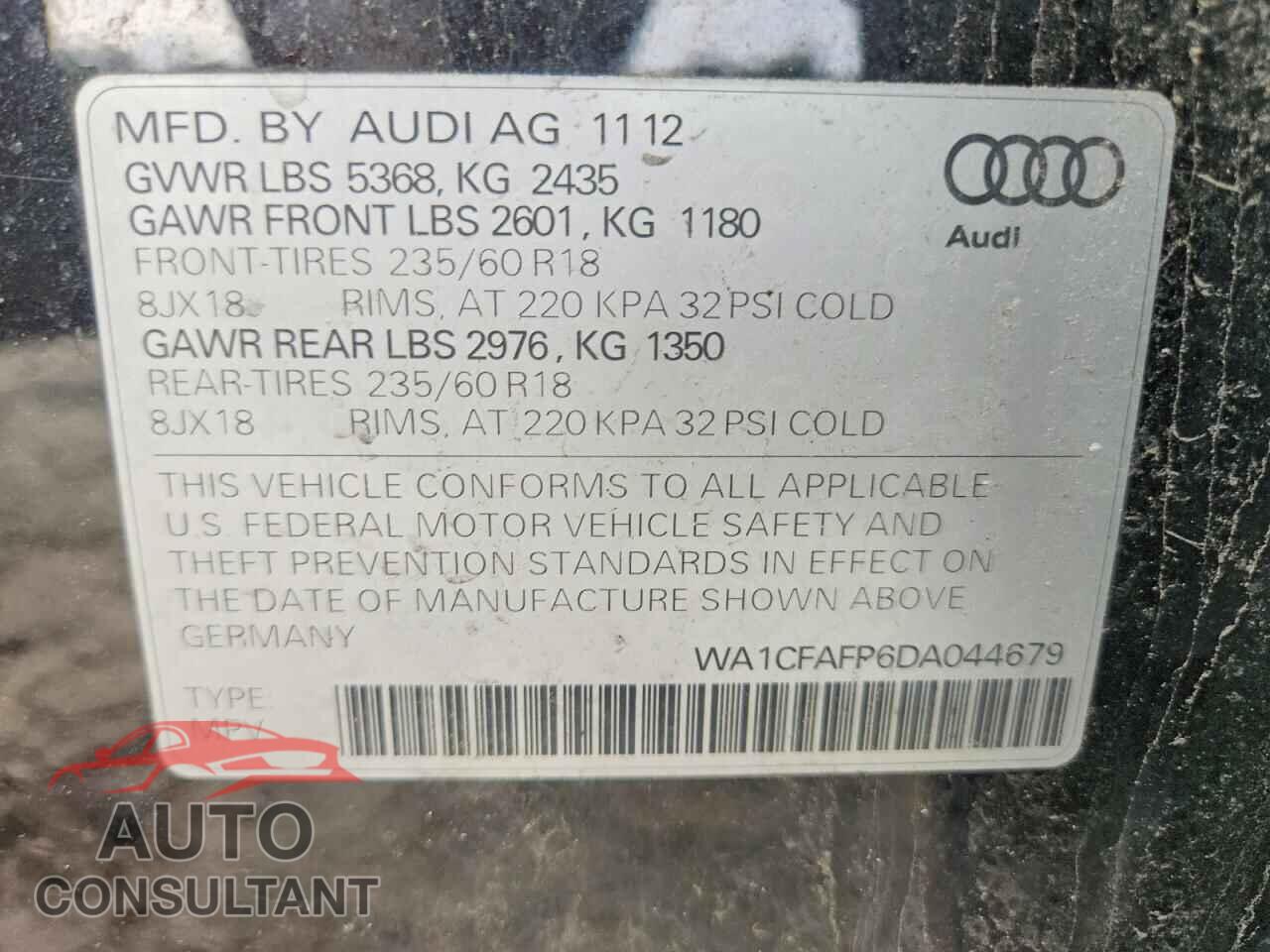 AUDI Q5 2013 - WA1CFAFP6DA044679