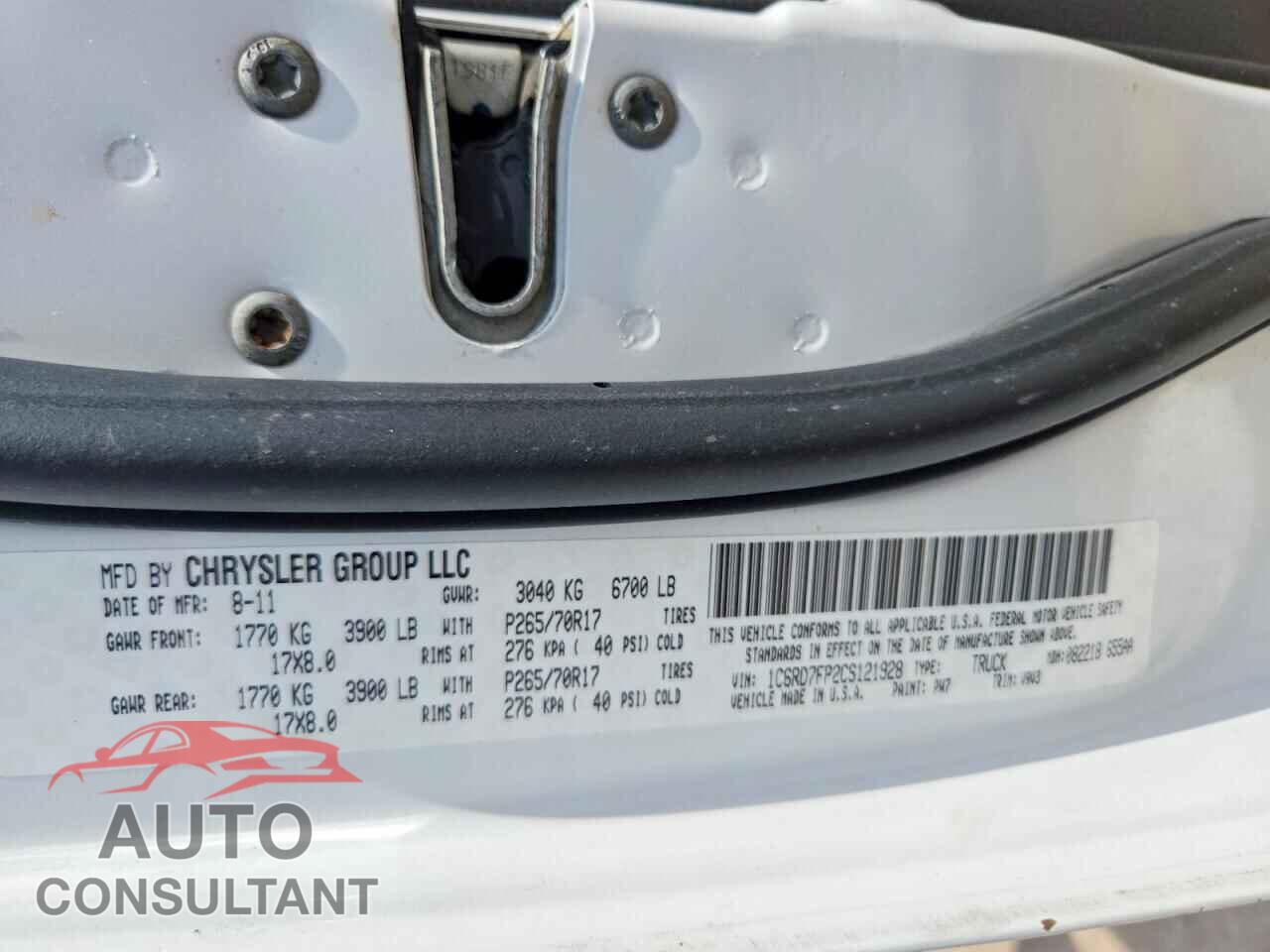 DODGE RAM 1500 2012 - 1C6RD7FP2CS121928