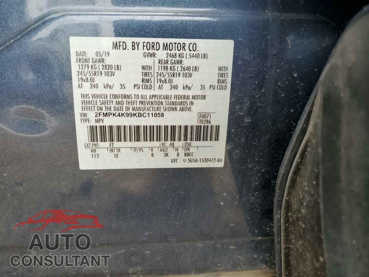 FORD EDGE 2019 - 2FMPK4K99KBC11058