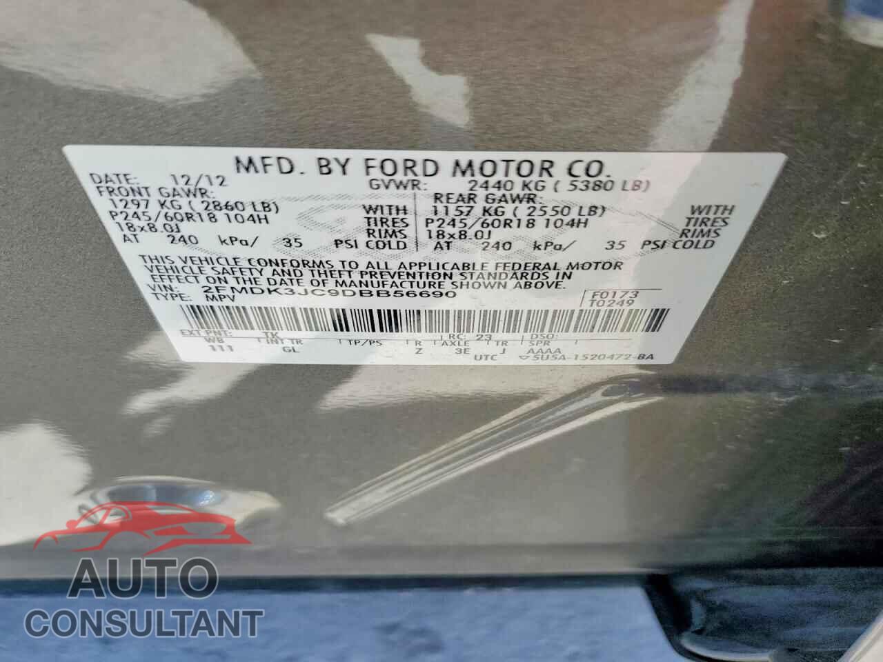 FORD EDGE 2013 - 2FMDK3JC9DBB56690