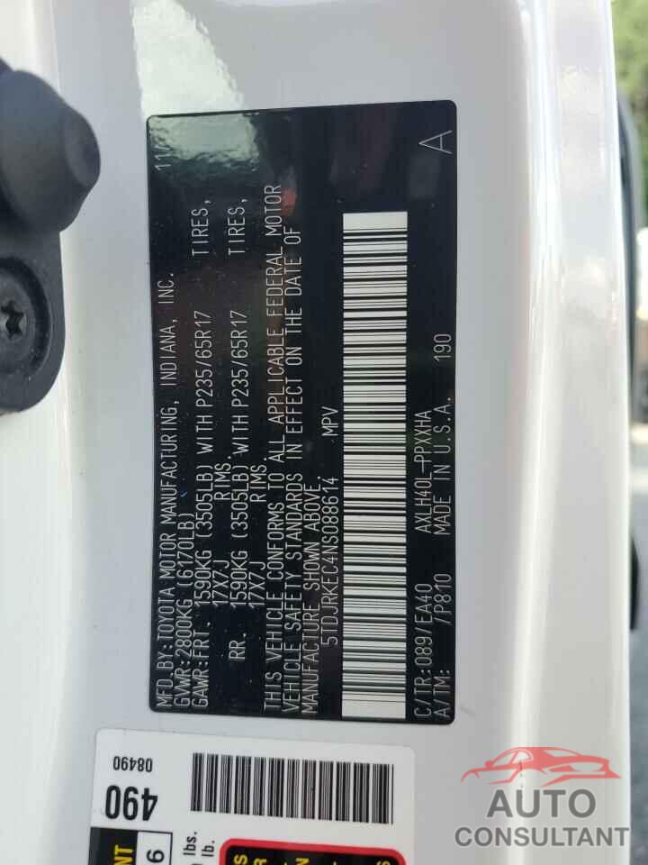TOYOTA All Models 2022 - 5TDJRKEC4NS088614
